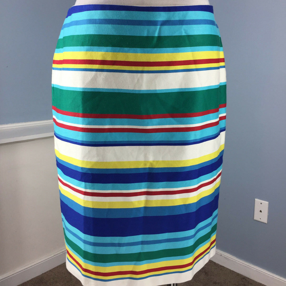 New Talbots 10 P Multi Color Stripe Pencil Skirt - image 1